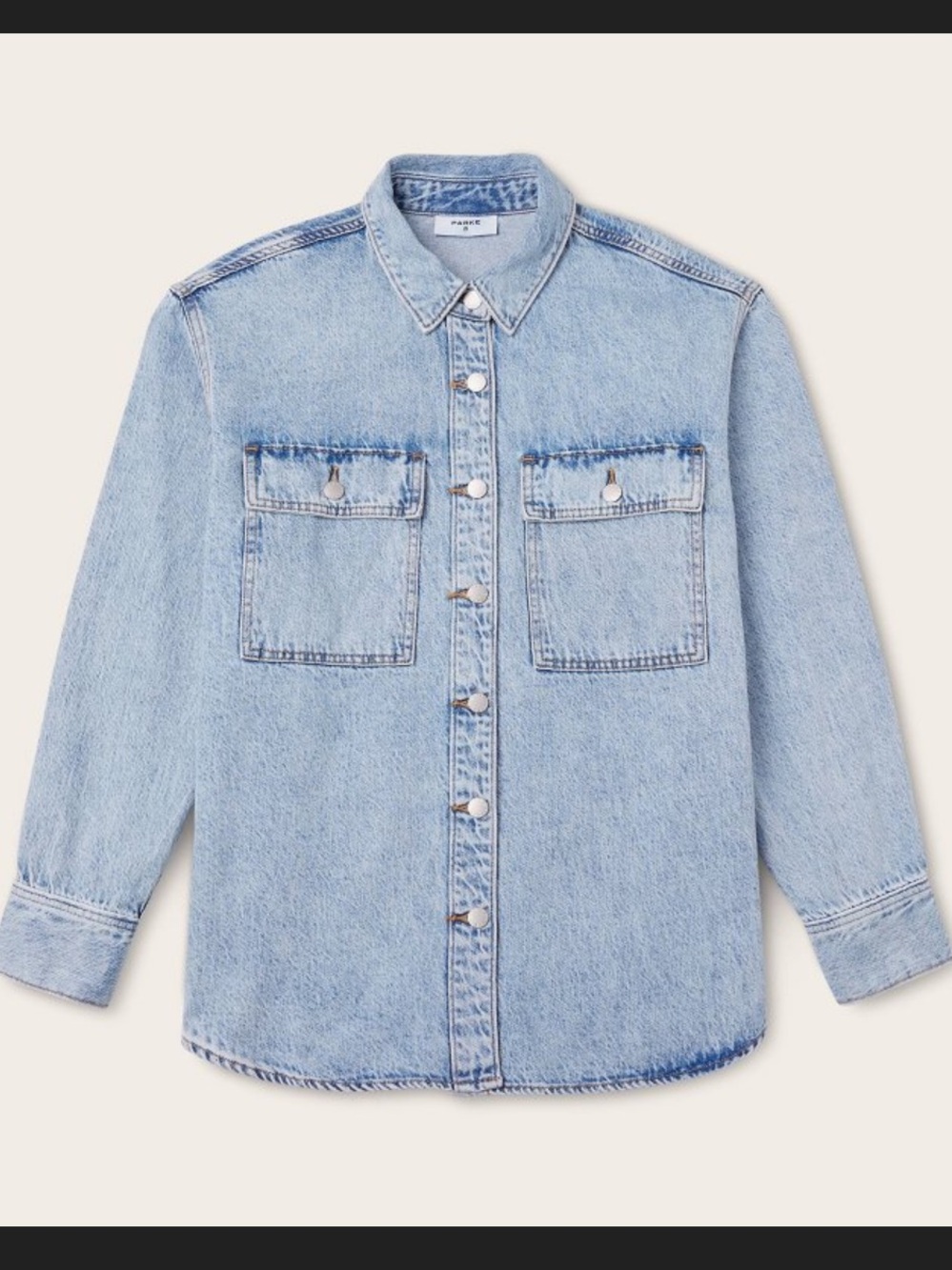 Parke x Target Women’s Light Wash Long Sleeve Denim Shacket - Picture 4 of 6